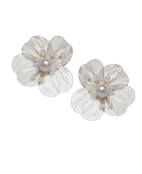 Orchid Floral Stud Earrings - bridal Earrings - Elizabeth Bower