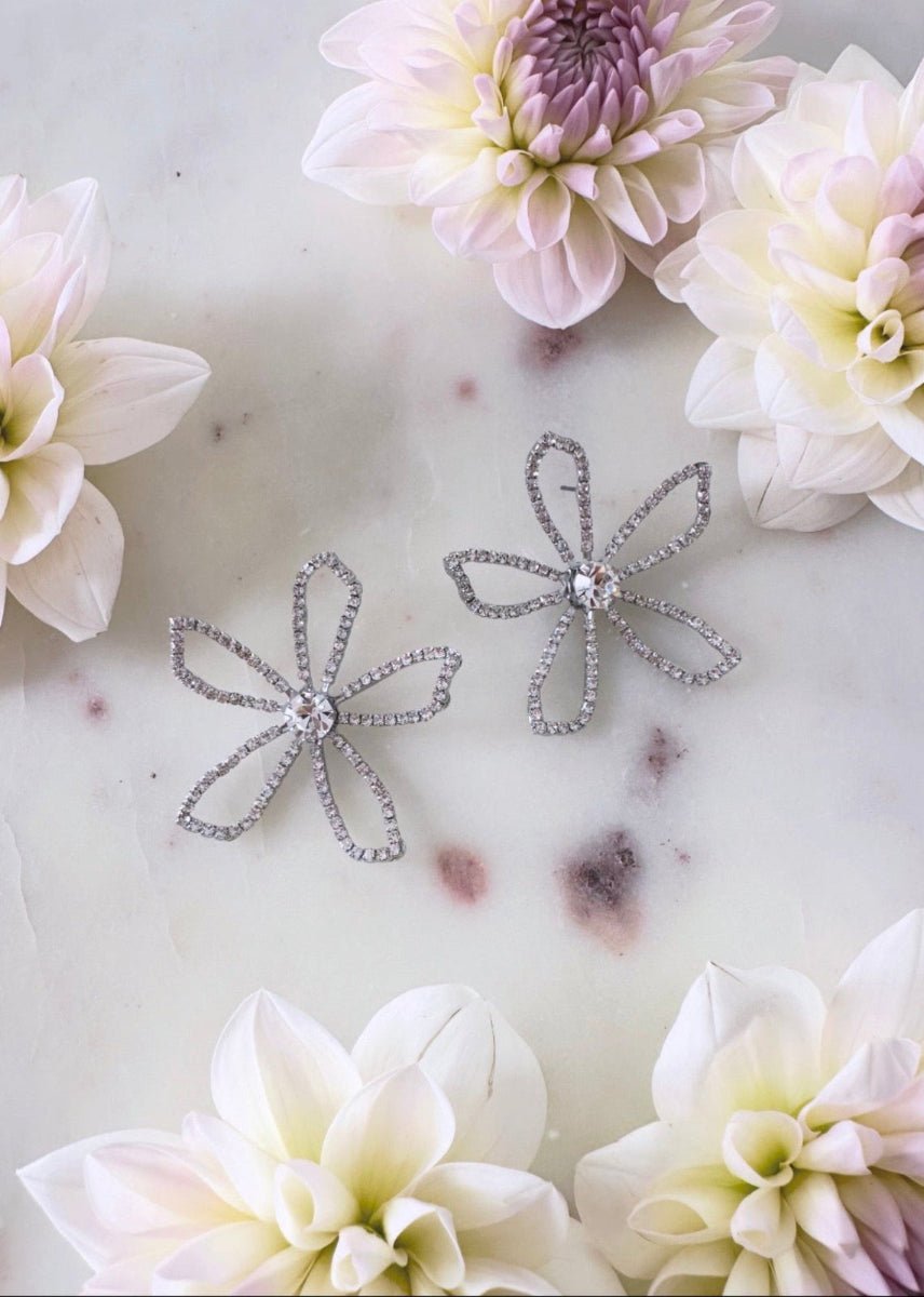 Pavet Crystal Stud Large - bridal Earrings - Elizabeth Bower