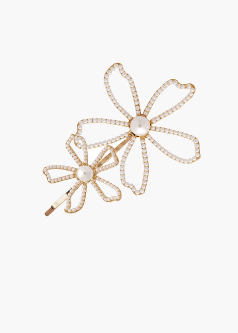 Pavet Daisy Dublet Floral Pearl Hairpin - bridal Earrings - Elizabeth Bower