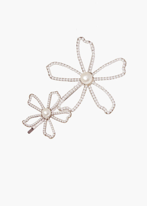 Pavet Daisy Dublet Floral Pearl Hairpin - bridal Earrings - Elizabeth Bower