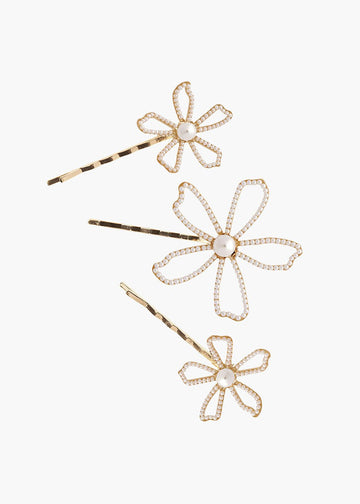 Pavet Daisy Floral Bridal Hairpins - bridal hairpin - Elizabeth Bower