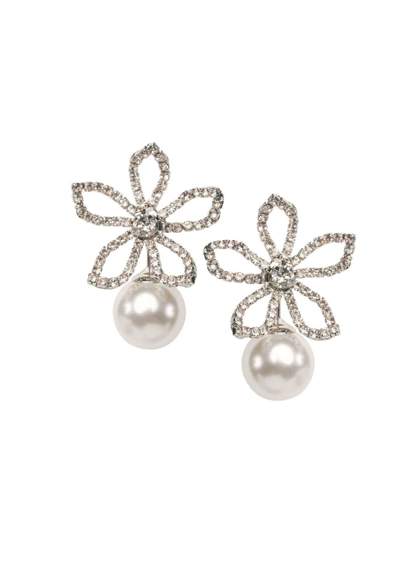 Pavet Duet Floral Stud - bridal Earrings - Elizabeth Bower