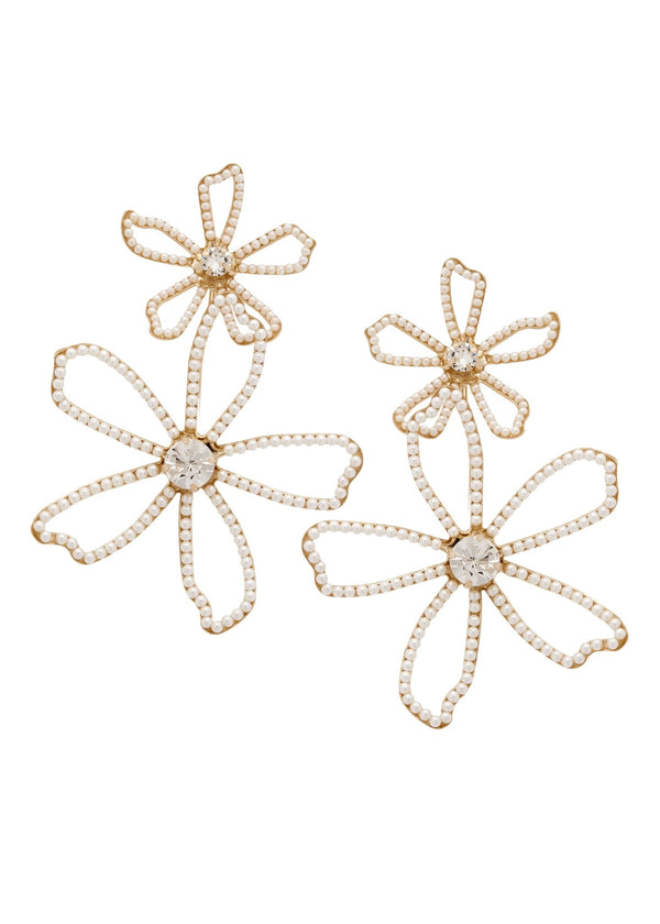 Pavet Pearl Dublet Statement Earring - bridal - Elizabeth Bower