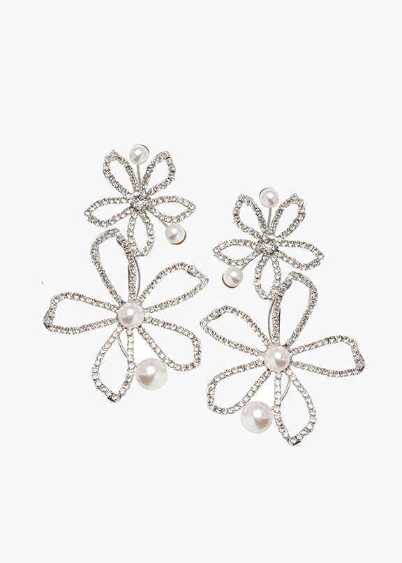 Pavet Pearl Statement Earrings - bridal Earrings - Elizabeth Bower