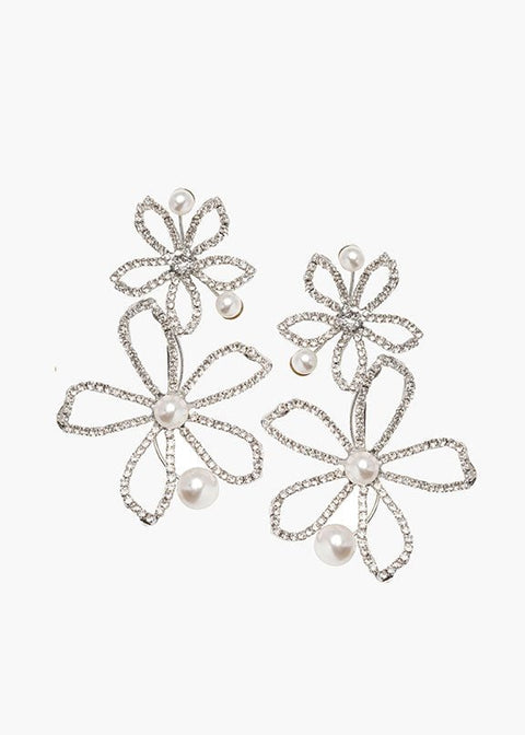 Pavet Pearl Statement Earrings - bridal Earrings - Elizabeth Bower