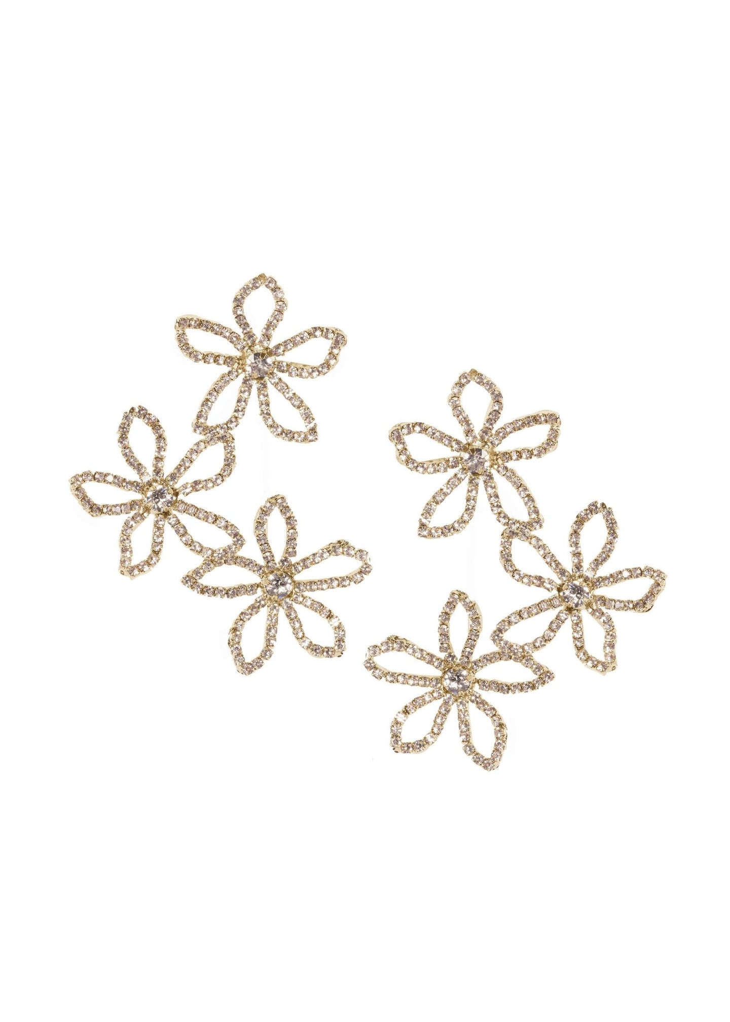 Pavet Trio Floral Earrings - bridal Earrings - Elizabeth Bower