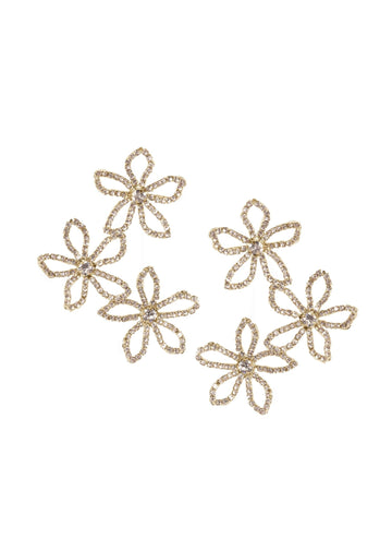 Pavet Trio Floral Earrings - bridal Earrings - Elizabeth Bower