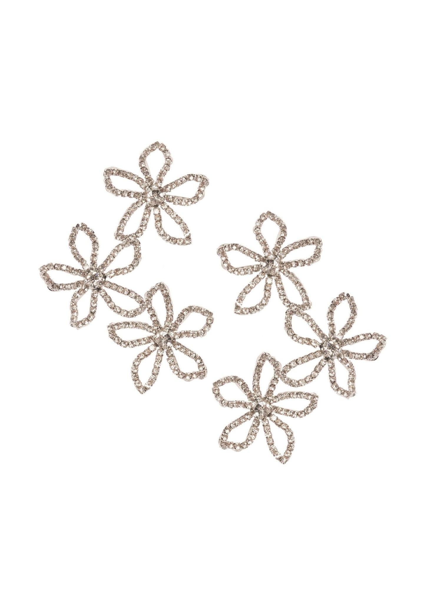 Pavet Trio Floral Earrings - bridal Earrings - Elizabeth Bower