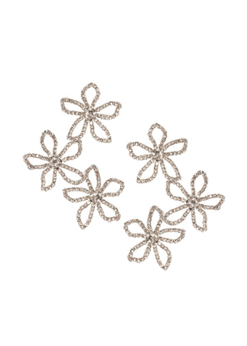 Pavet Trio Floral Earrings - bridal Earrings - Elizabeth Bower