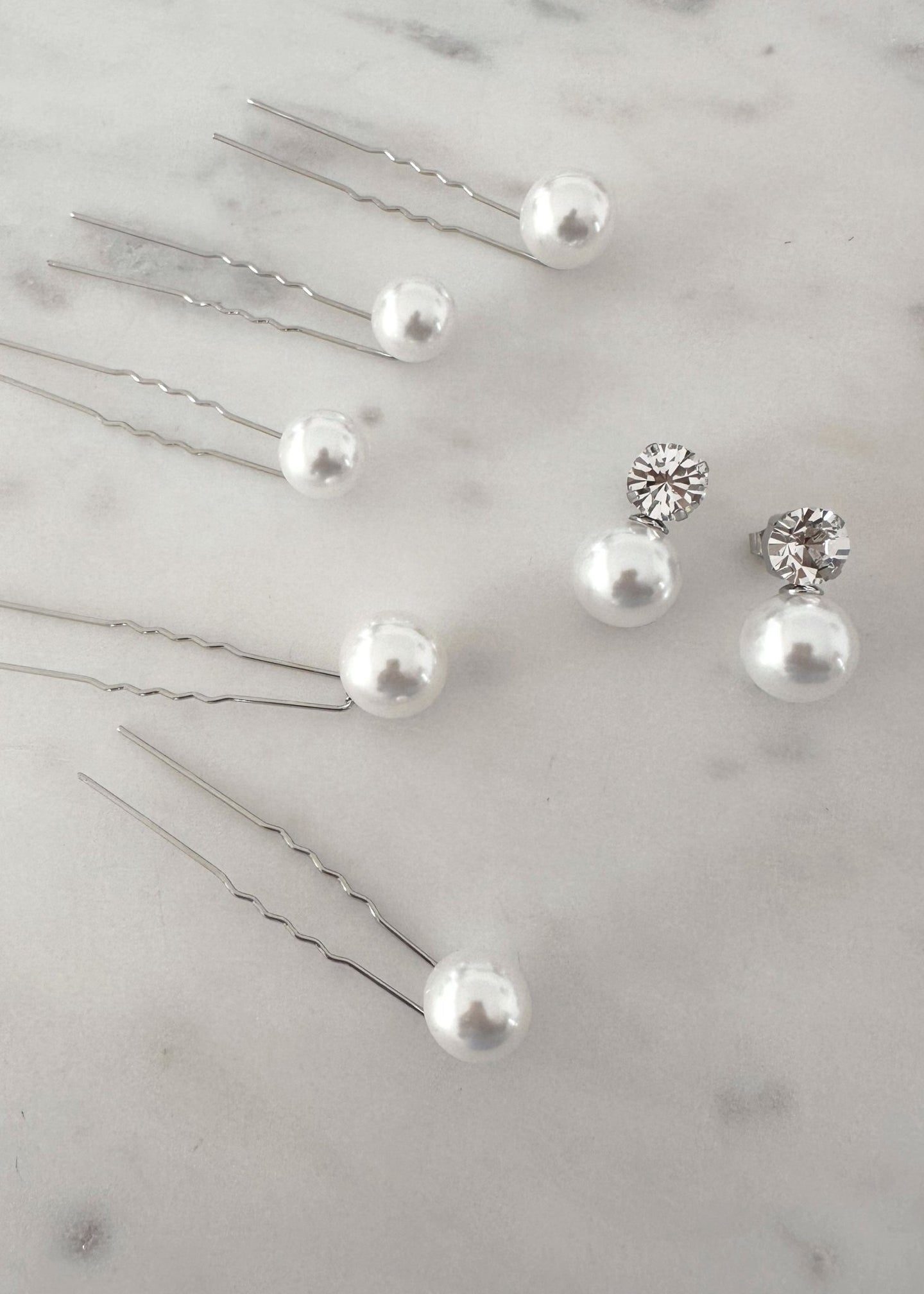Pearl Elegence Set - Duet Pearl Studs & Hairpin Bundle - bridal Bridal Bundle - Elizabeth Bower