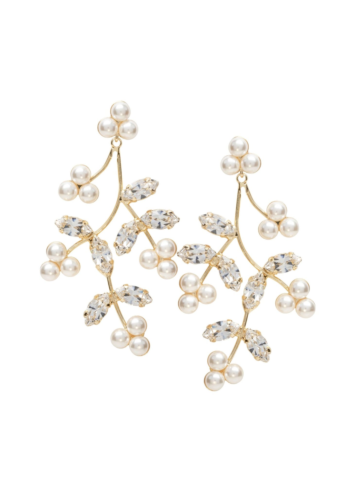 Pearl Triplet Cluster Statement Earrings - bridal Earrings - Elizabeth Bower