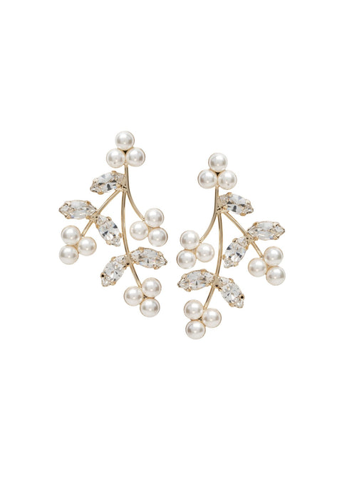 Pearl Triplet Cluster Stud Earrings - bridal Earrings - Elizabeth Bower