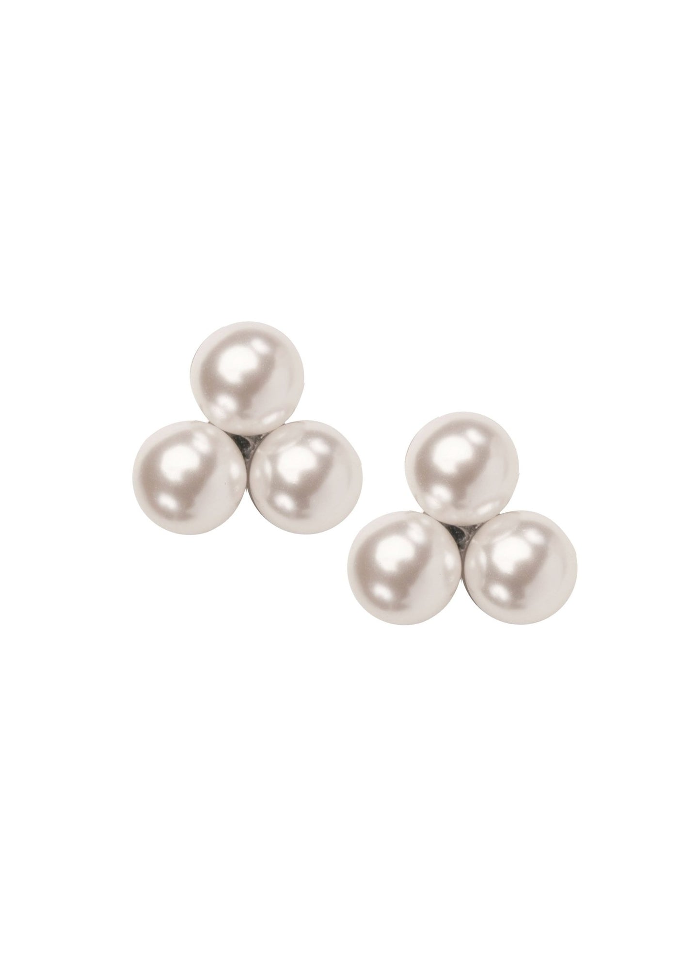 Pearl Triplet Stud Earring - bridal Earrings - Elizabeth Bower