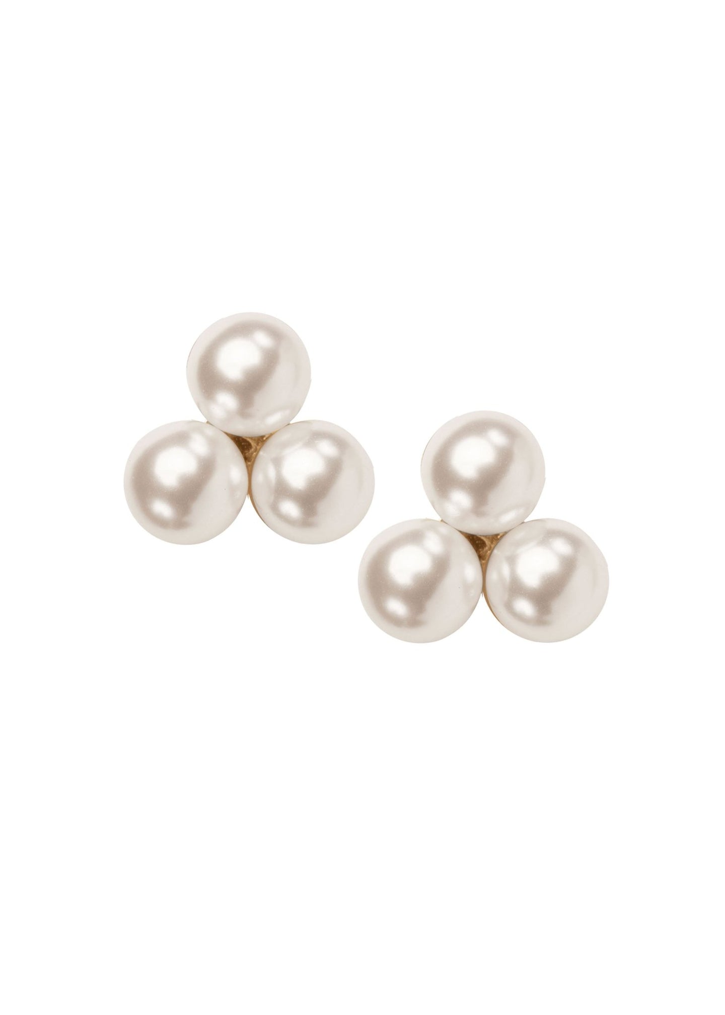 Pearl Triplet Stud Earring - bridal Earrings - Elizabeth Bower