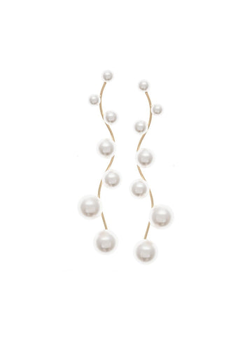 Pearletta - Long Pearl Drop Earrings - bridal Earrings - Elizabeth Bower