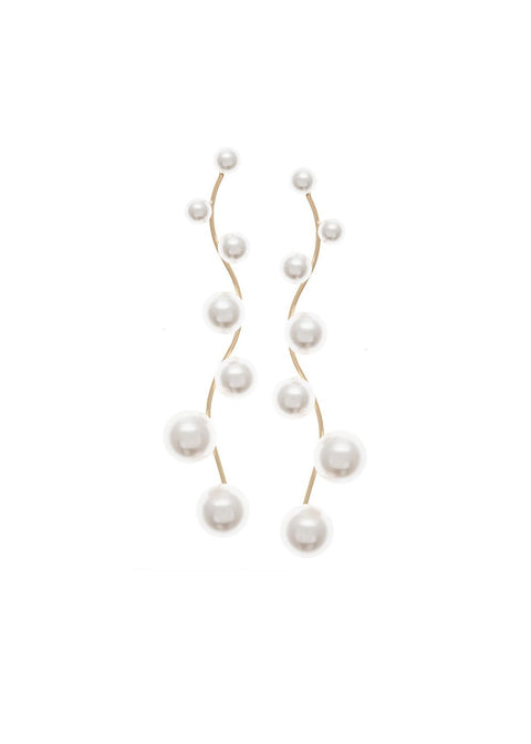 Pearletta - Long Pearl Drop Earrings - bridal Earrings - Elizabeth Bower