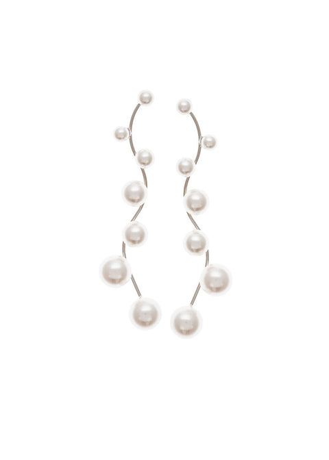 Pearletta - Long Pearl Drop Earrings - bridal Earrings - Elizabeth Bower