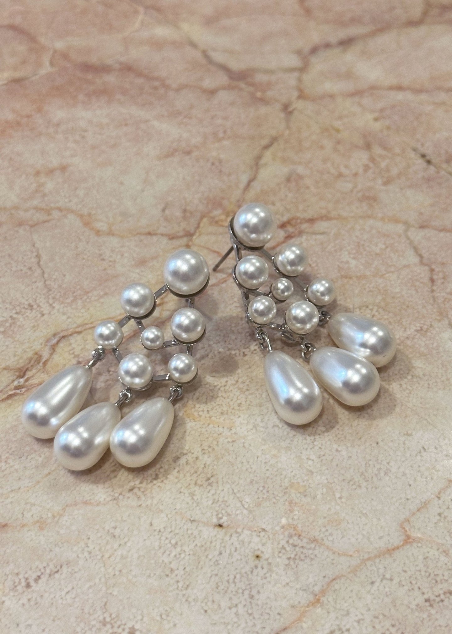 Pearlette Bauble Mini Pearl Chandelier - bridal Earrings - Elizabeth Bower