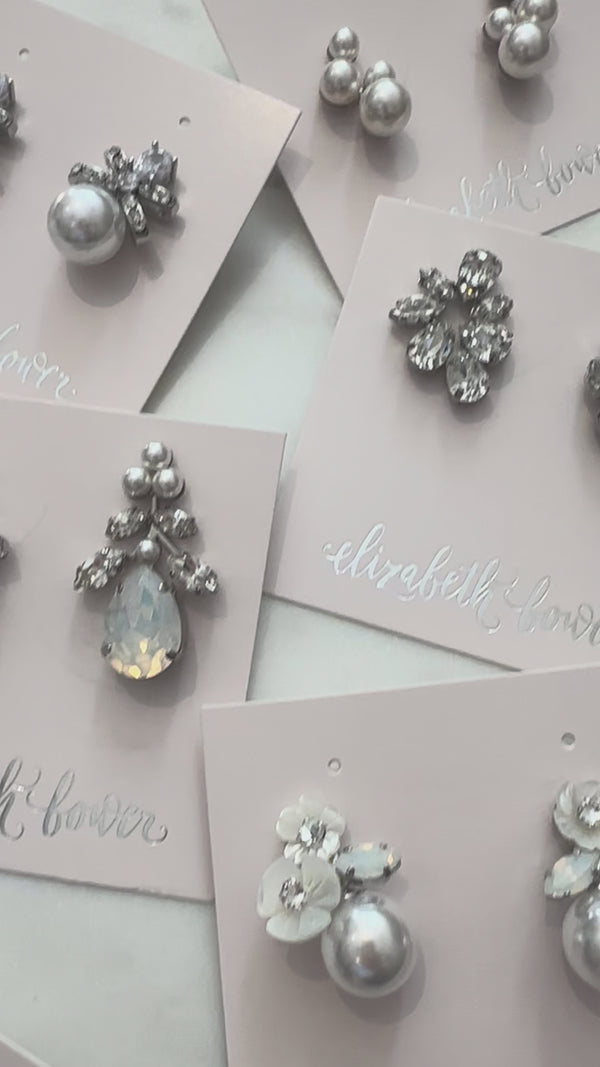 pearl and crystal wedding earrings from Elizabeth Bower's SS26 collection