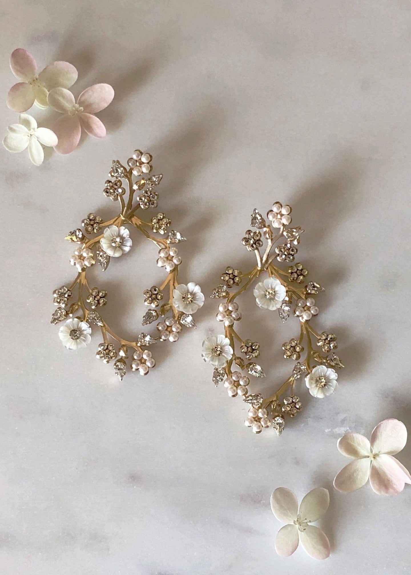 Sakura Blossom - Floral Hoop Earrings - bridal Earrings - Elizabeth Bower
