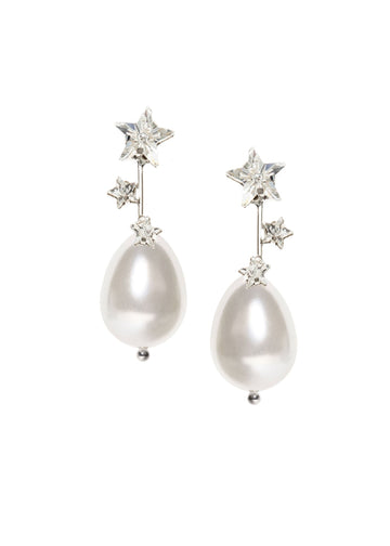 Starred Drop Pearl Drop Earrings - bridal Earrings - Elizabeth Bower