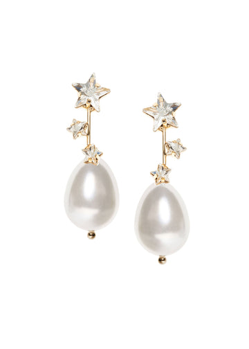 Starred Drop Pearl Drop Earrings - bridal Earrings - Elizabeth Bower