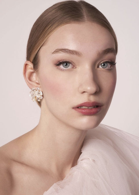 Trillium Cluster Stud Earrings - bridal Earrings - Elizabeth Bower