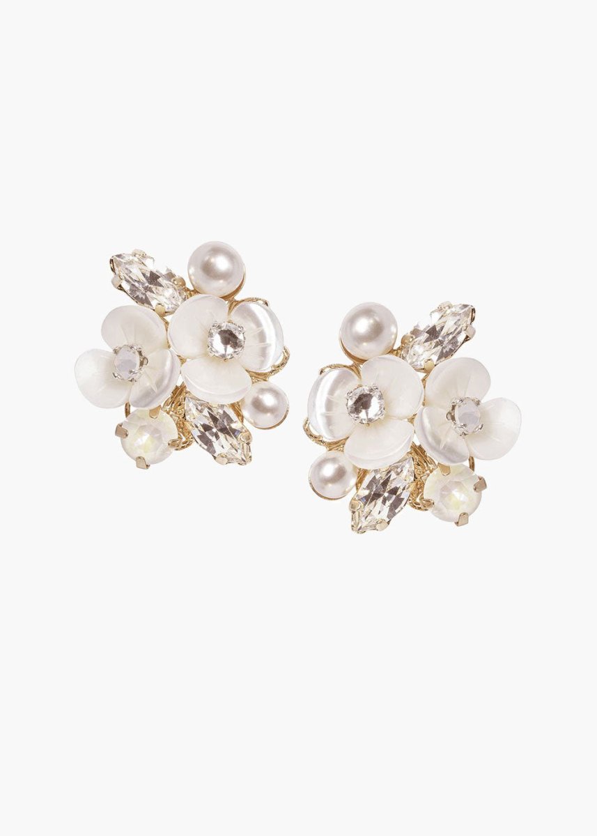 Trillium Cluster Stud Earrings - bridal Earrings - Elizabeth Bower