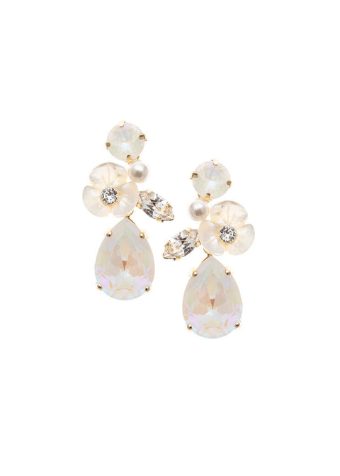 Trillium Floral Drop Earrings - bridal Earrings - Elizabeth Bower