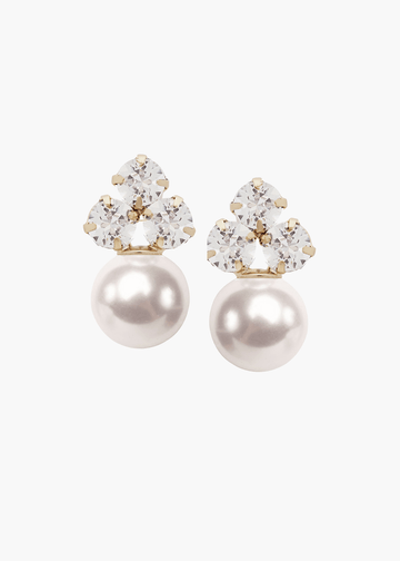 Triplet Duet Pearl Stud Earring - bridal Earrings - Elizabeth Bower