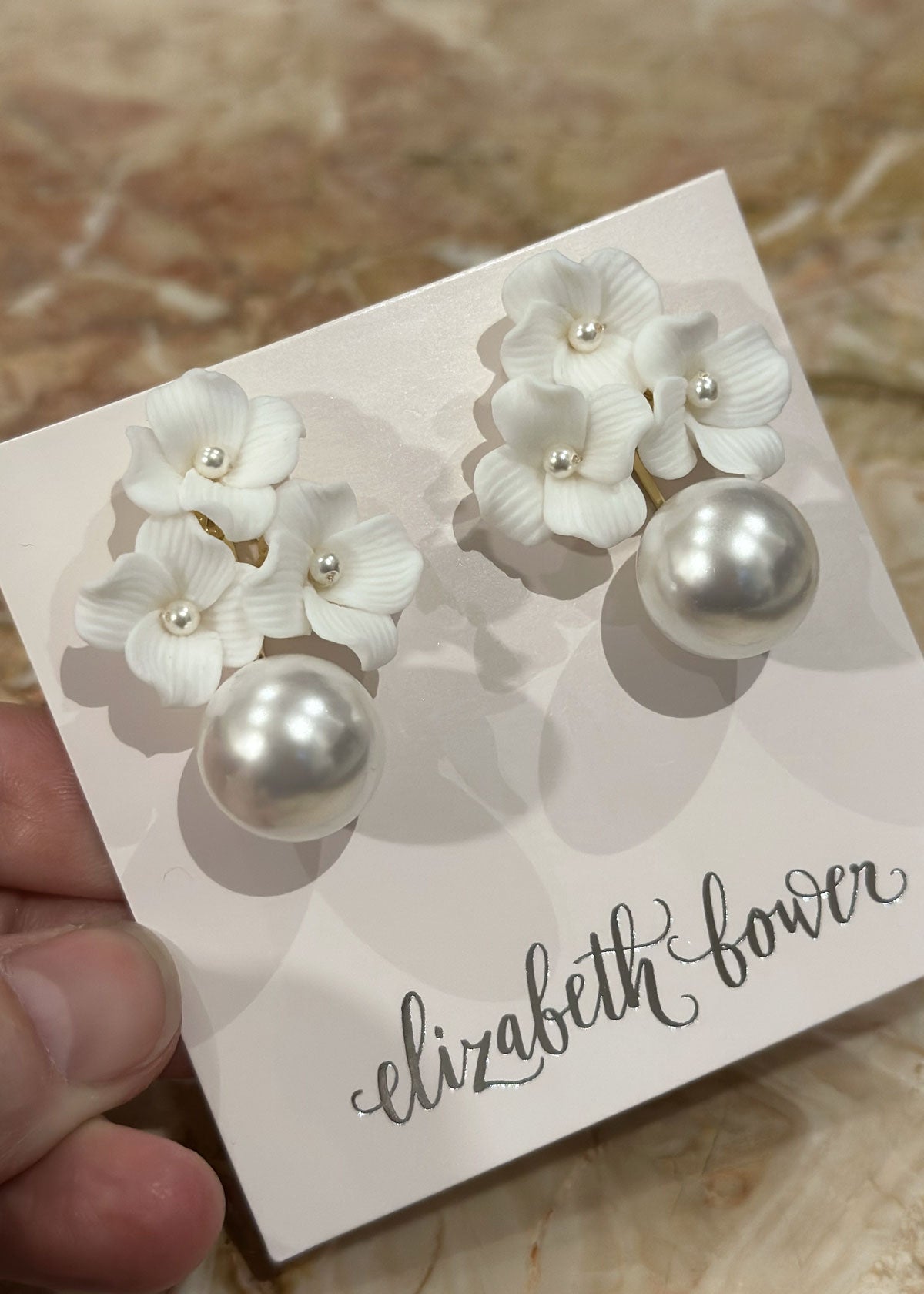Weiss Cluster Duet Earrings - Bridal Pearl Floral – Elizabeth Bower