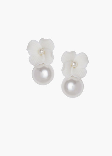 Weiss Pearl Duet - Floral Pearl Earrings - bridal Earrings - Elizabeth Bower
