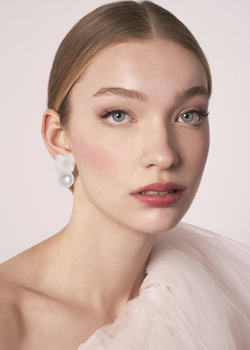Weiss Pearl Duet - Floral Pearl Earrings - bridal Earrings - Elizabeth Bower