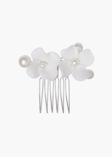 Weiss Pearl Floral Hair Comb - bridal Hair accessories - Elizabeth Bower