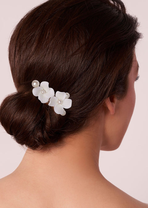 Weiss Pearl Floral Hair Comb - bridal Hair accessories - Elizabeth Bower