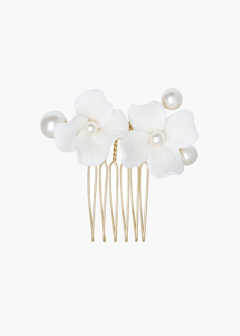 Weiss Pearl Floral Hair Comb - bridal Hair accessories - Elizabeth Bower