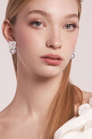 Weiss Pearl Mini Duet - Floral Pearl Earrings - bridal Earrings - Elizabeth Bower