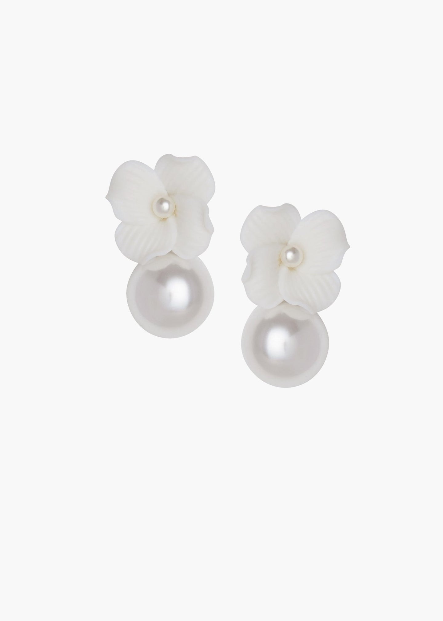 Weiss Pearl Mini Duet - Floral Pearl Earrings - bridal Earrings - Elizabeth Bower