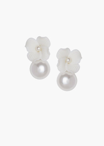 Weiss Pearl Mini Duet - Floral Pearl Earrings - bridal Earrings - Elizabeth Bower