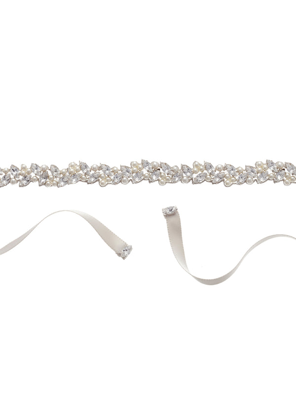Annie Pearl Sash - Ivory