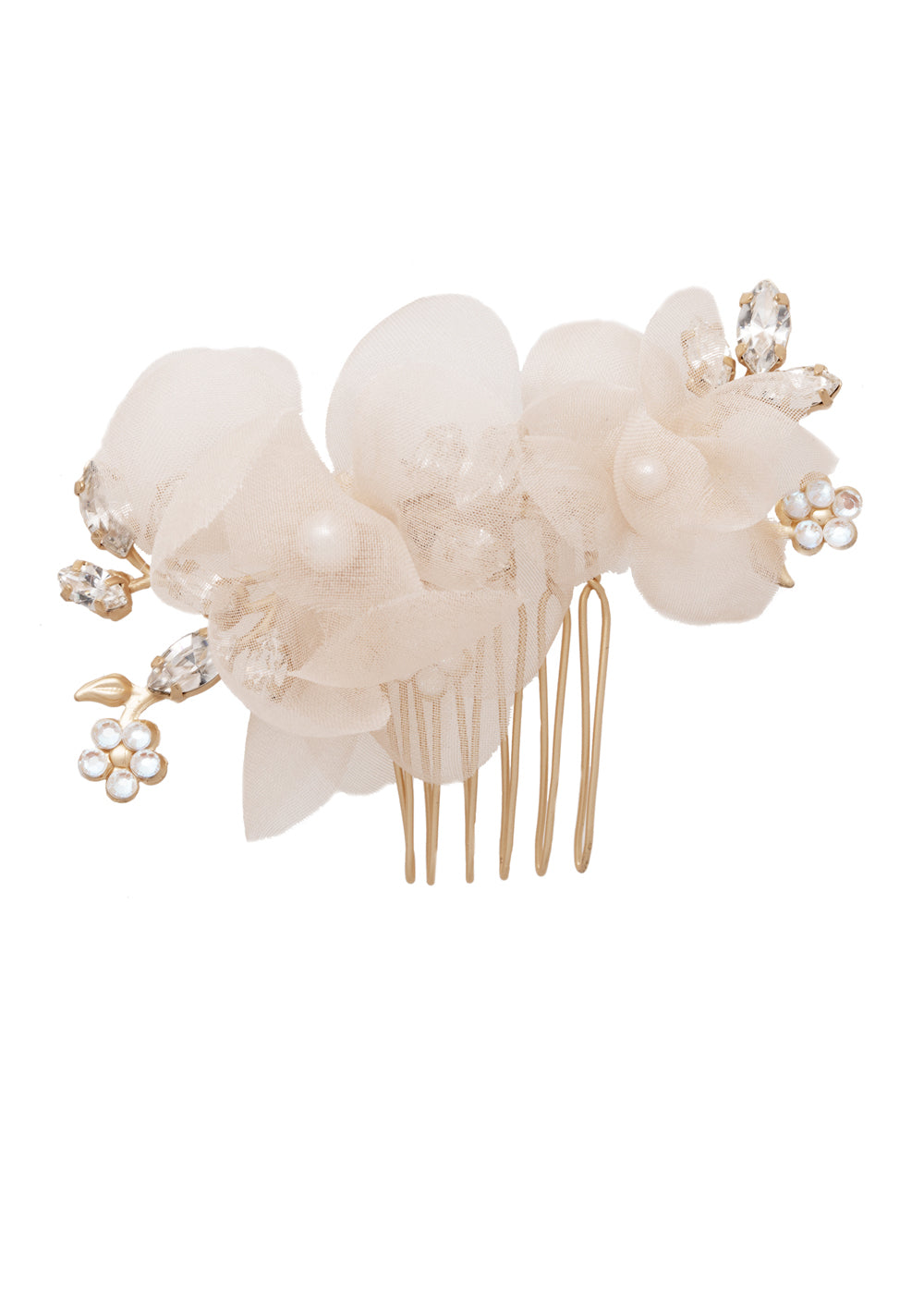 Blush silk petal bridal haircomb