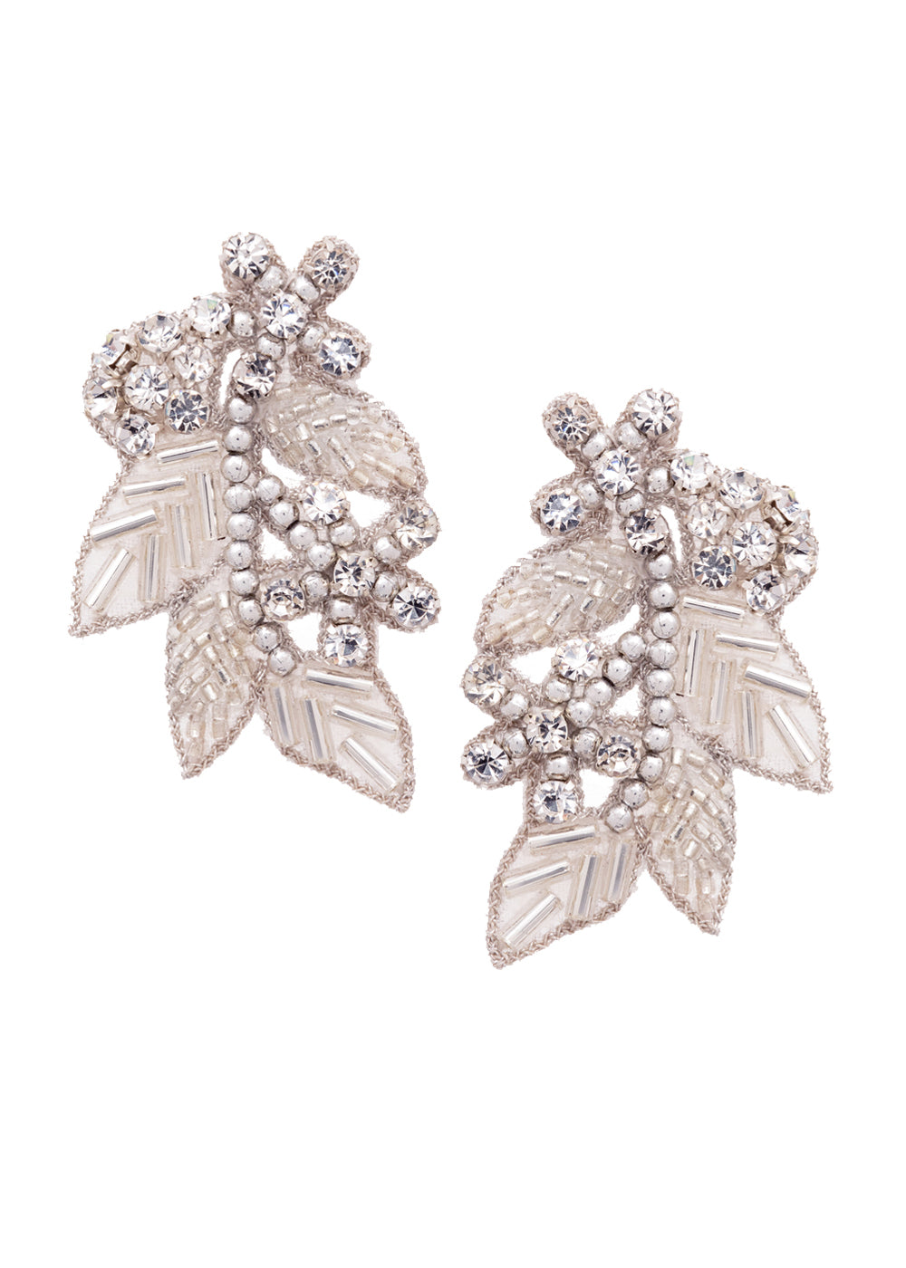 floral crystal embroidered earrings