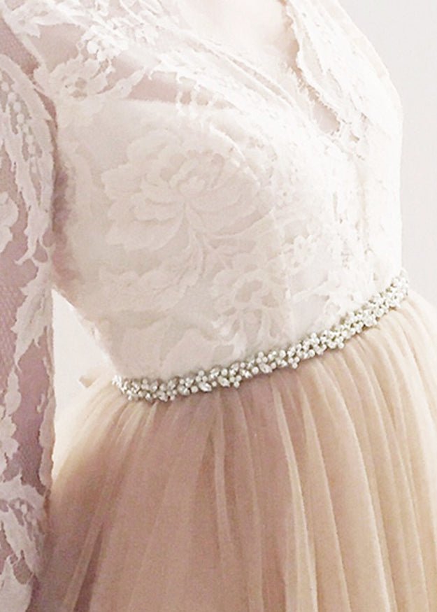 Annie Pearl Sash - Ivory - bridal Sash - Elizabeth Bower