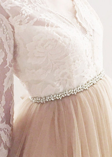 Annie Pearl Sash - Ivory - bridal Sash - Elizabeth Bower