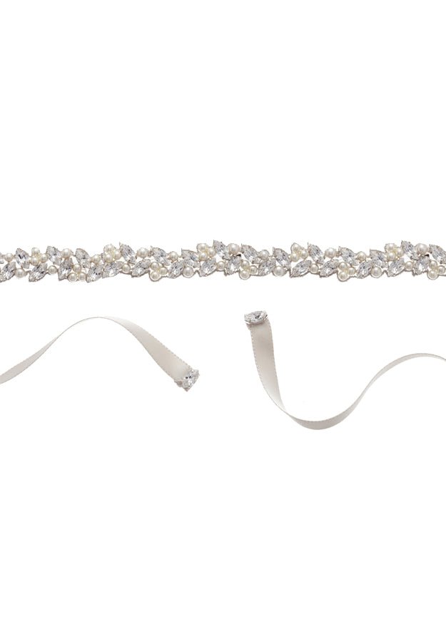 Annie Pearl Sash - Ivory - bridal Sash - Elizabeth Bower