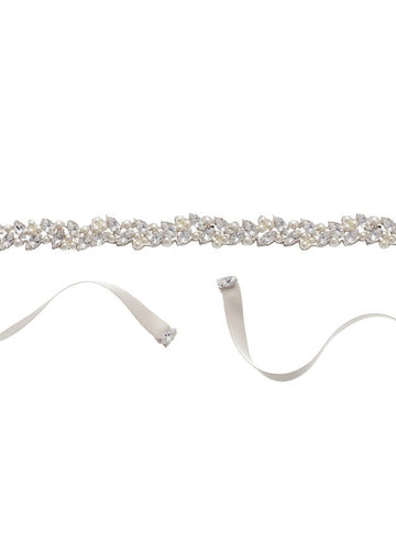 Annie Pearl Sash - Ivory - bridal Sash - Elizabeth Bower