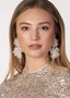 ivory silk floral statement earring with Swarovski crystals on model front view 