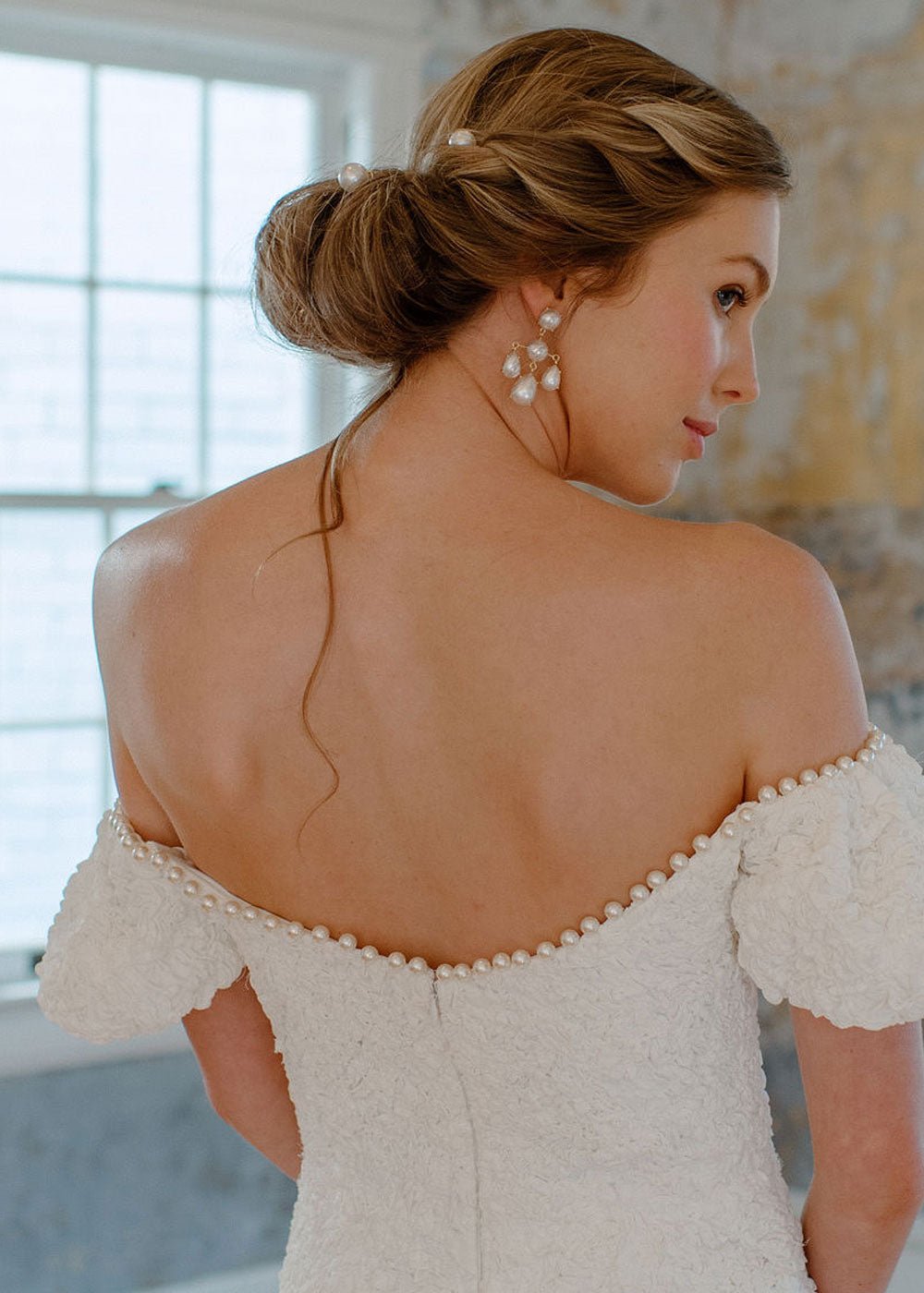 Audrey Pearl Chandelier Earrings - bridal Earrings - Elizabeth Bower