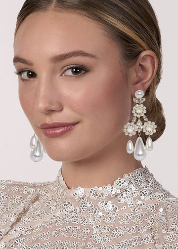 Baroque Pearl Chandelier Earrings - bridal Earrings - Elizabeth Bower