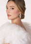 Pearl and crystal bubble style earring on model side view 